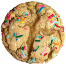 Cookie with colorful sprinkles on a white background