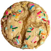 Cookie with colorful sprinkles on a white background
